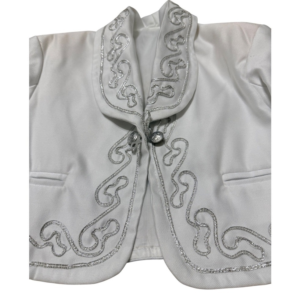 Mariachi Charro Suit Kids White Silver Embroidered 4-Piece Set Size 4T Boys - Picture 5 of 16